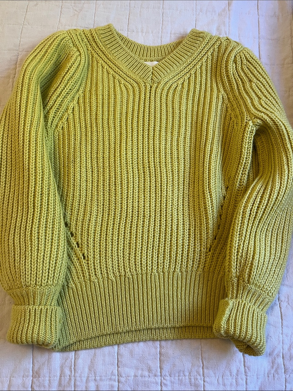 Anthropologie Chunky Knit Women's Sweater in Chartreuse Yellow